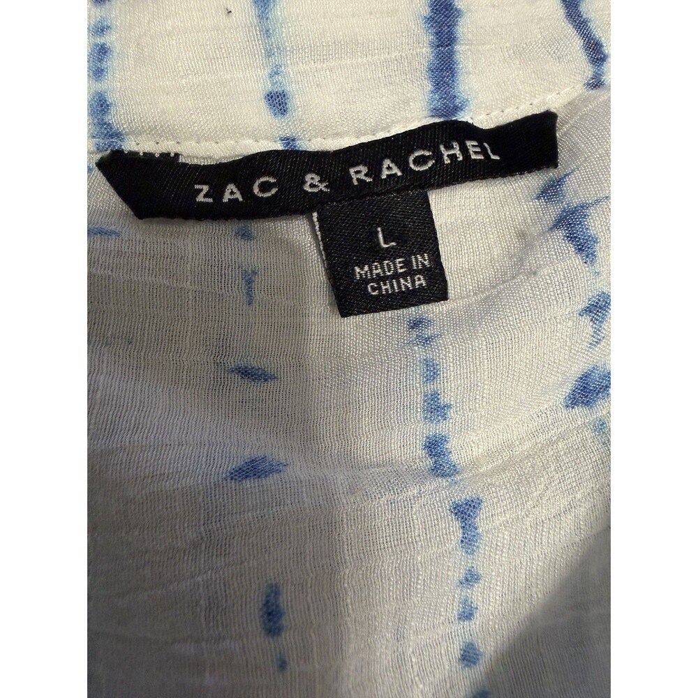 Zac & Rachel Women's Size XL Shirt Button Up Roll Tab Sleeve Blue & White Stripe - Picture 2 of 4